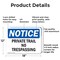 Signmission Private Trail No Trespassing OSHA Notice Sign, Aluminum, 18in W x 12in L, 2PK OS-2PACK-NS-A-1218-L-17874 - alternate 4